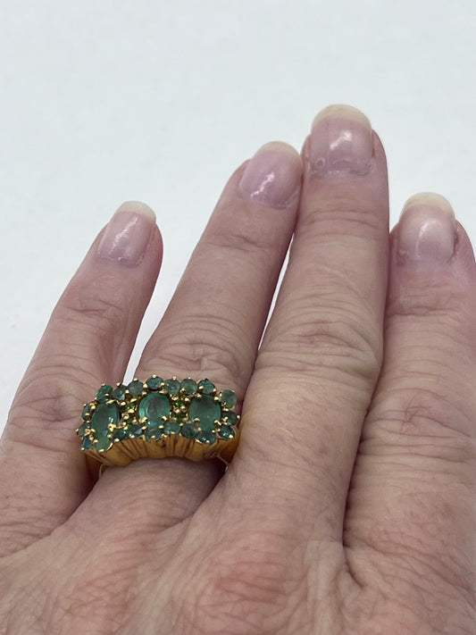 Plata de ley 925 natural Esmeralda Womens Ring