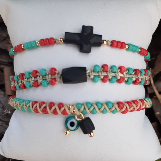 Three Protectors Bracelet Women Miyuki Azabache Protection Mal de ojo