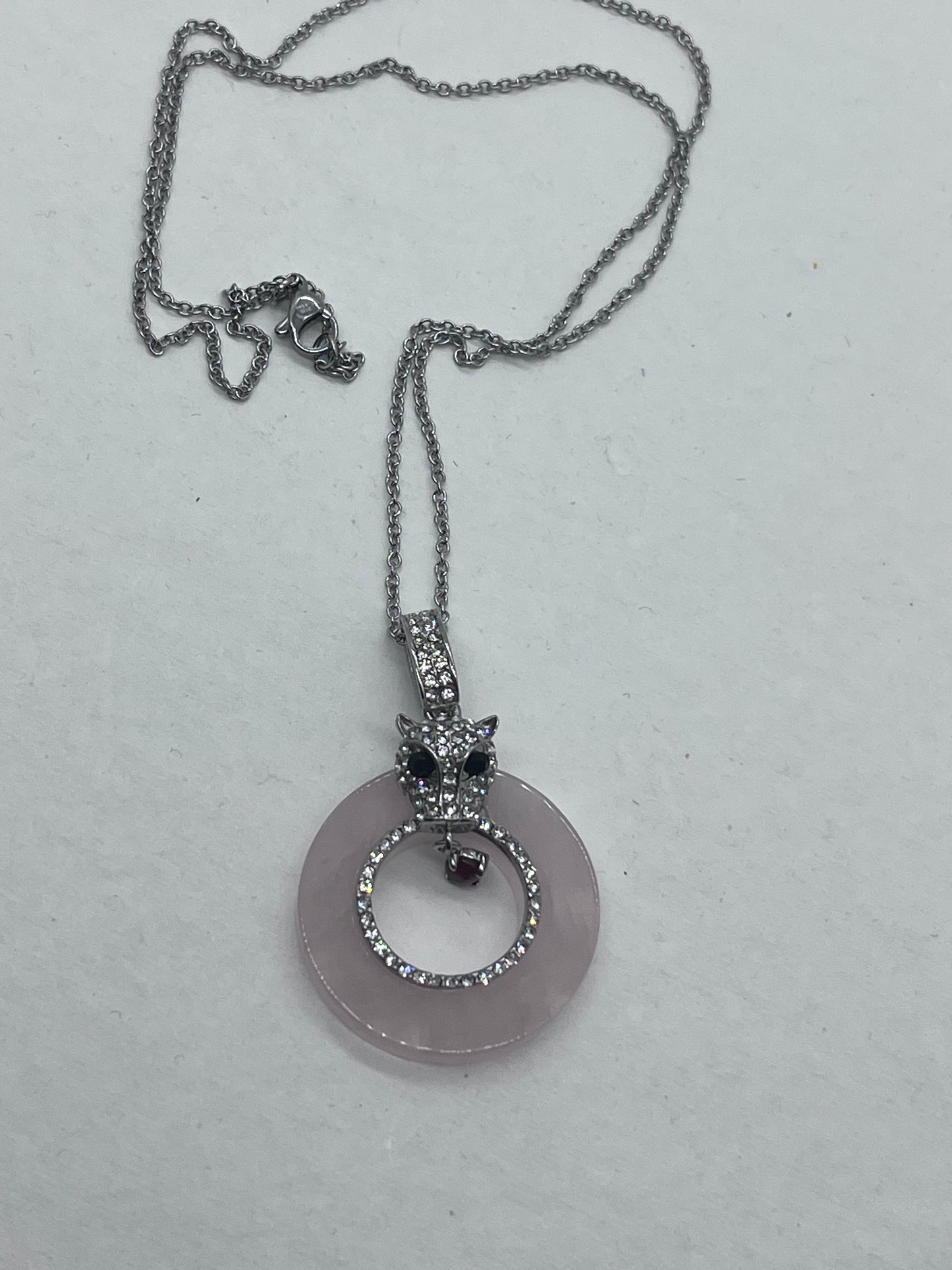 Collar de leopardo Rubi nefrita Rojo Cuarzo Rosa genuino con CZ (chapado en plata)