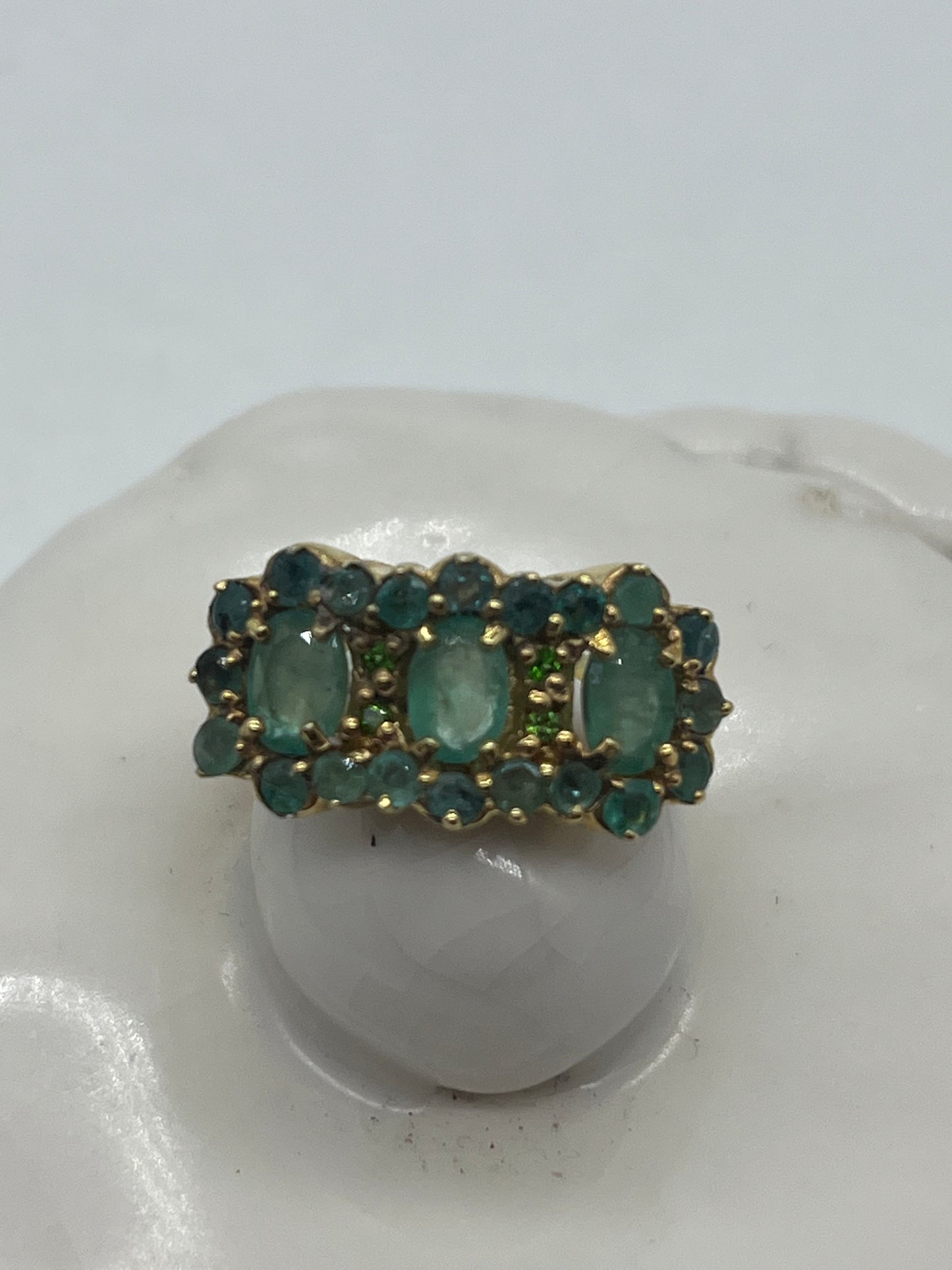 Plata de ley 925 natural Esmeralda Womens Ring