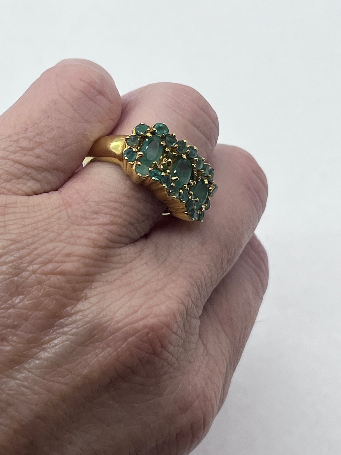 Plata de ley 925 natural Esmeralda Womens Ring